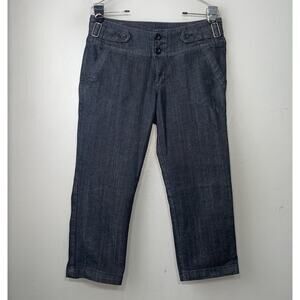 Dark Denim Capris Size 10 Basque Waist Bermuda Y2K Cropped Trouser Blue Jeans